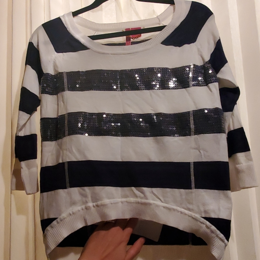 CHARLOTTE SZ. SMALL Navy/white striped sweater